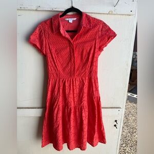 Diane Von Furstenberg Women’s Collared Skylar Eyelet Dress Coral color size 6